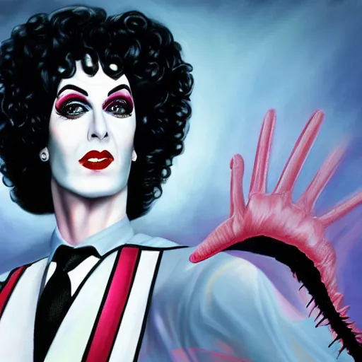 Image similar to painting of Dr Frank-n-furter, 8k high definition high quality