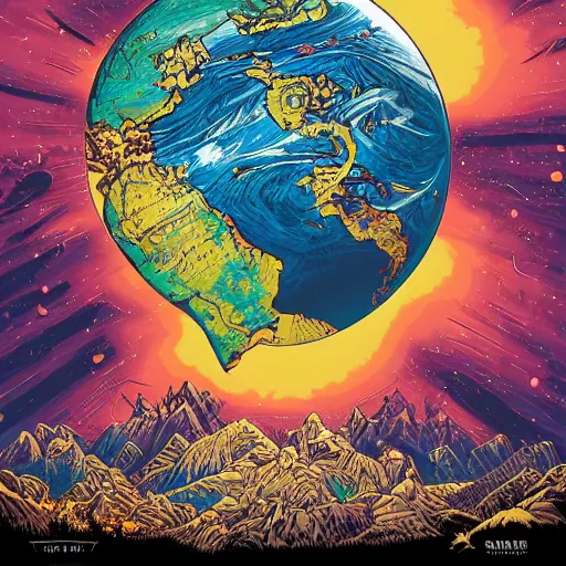 Image similar to Planet Earth, by Dan Mumford and Sandra Chevrier, 8k