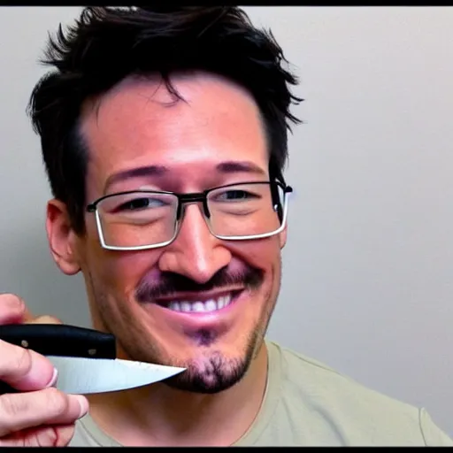 Image similar to markiplier with a knife