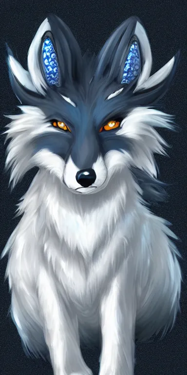 Prompt: cute werefox with white horns on its head, blue skin, white fur, white horns, fursona furry art commission, furaffinity!, extremely detailed, award - winning