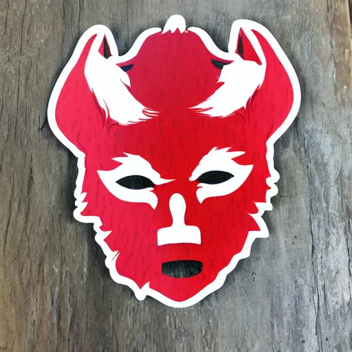 Image similar to die cut sticker, princess mononoke mask, splatter paint