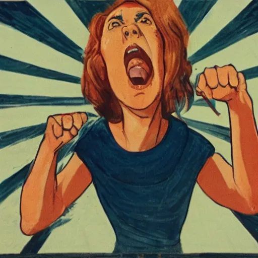 Image similar to a woman enraged