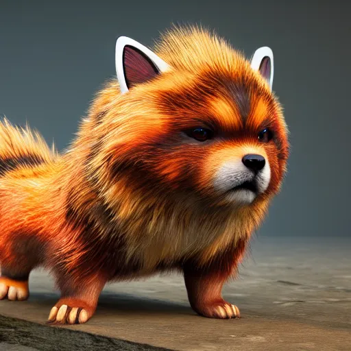 Image similar to photography of a realistic growlithe animal, ultra detailed, 8 k, cinematic lighting, natural background, trending on artstation, pokemon