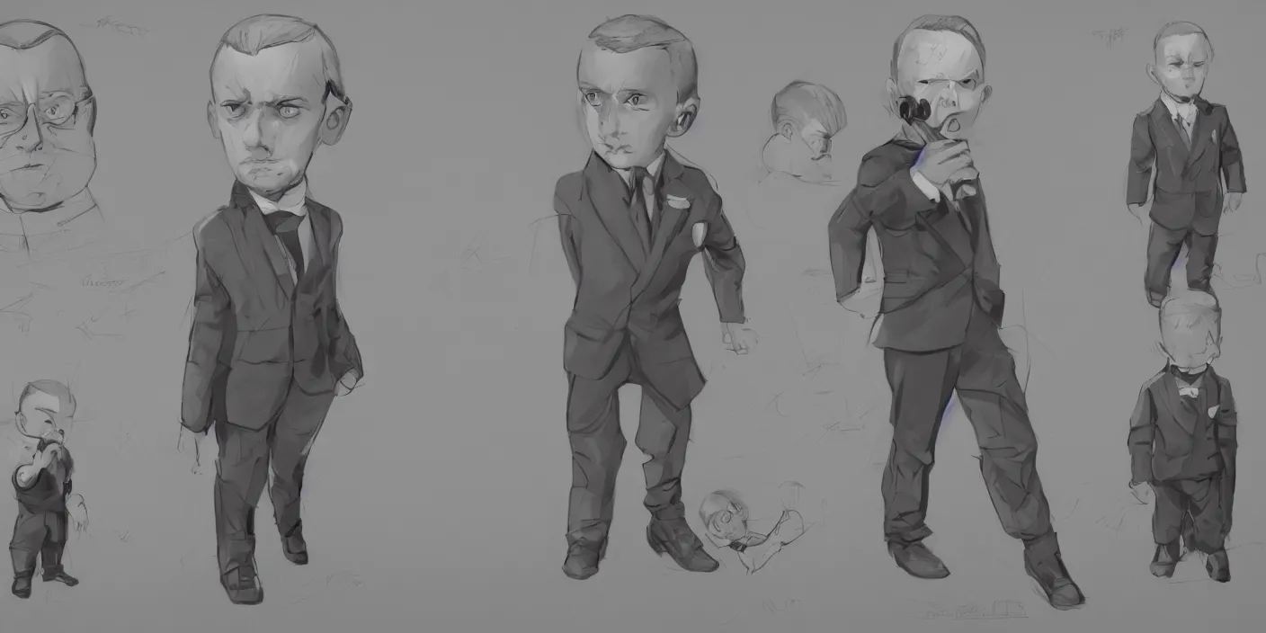 Prompt: character study and portrait of a james bond villain as a young child, trending on artstation, cgsociety