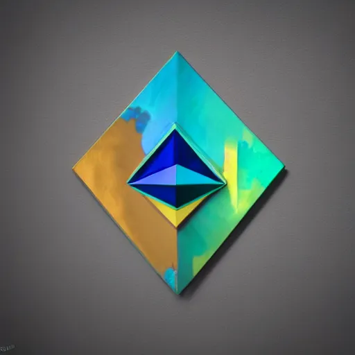 Prompt: 3 d render of the ethereum symbol, flat paint, acrylic, minimal, abstract, art style by alphonse mucha, water color, soft pastel colors, generate monoschromatic random colors