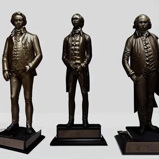 Prompt: mozart and beethoven and bach and liszt all standing next to each other, they're all statues, octane render, 8 k, highly detailed, hyper - realistic.