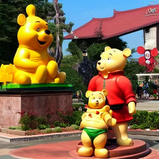 Image similar to statue of guan yu as winnie the pooh