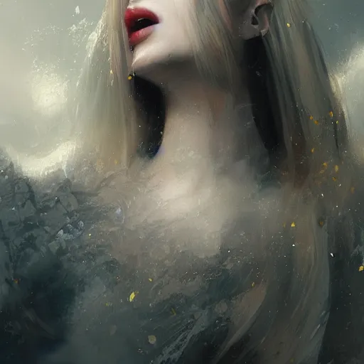 Image similar to portrait of Kim Petras in Paris, amazing splashscreen artwork, splash art, head slightly tilted, natural light, elegant, intricate, fantasy, atmospheric lighting, cinematic, matte painting, by Greg rutkowski