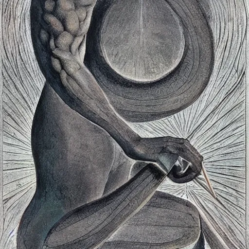 Image similar to tarot, major arcana, hyperrealism, art by william blake