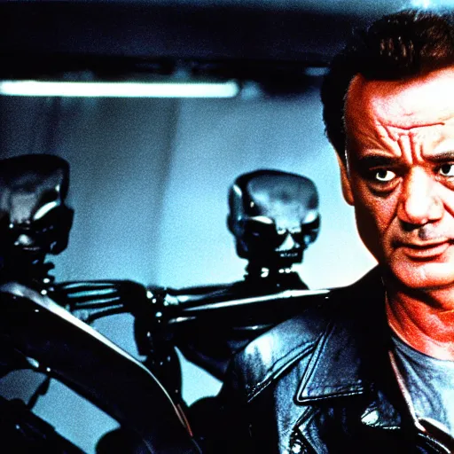 Image similar to bill murray plays the terminator, movie still, promotional shot