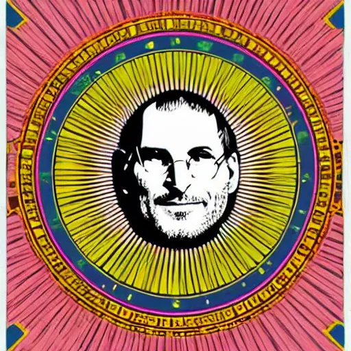 Prompt: steve jobs mandala shepard fairey