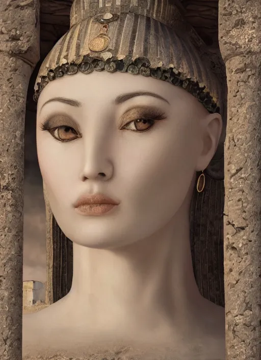 Image similar to closeup of cleopatra's palace, depth of field, zeiss lens, detailed, symmetrical, centered, fashion photoshoot, by nicoletta ceccoli, mark ryden, lostfish, earl nore, hyung tae, frank frazetta, breathtaking, 8 k resolution, extremely detailed, beautiful, establishing shot, artistic, hyperrealistic, octane render