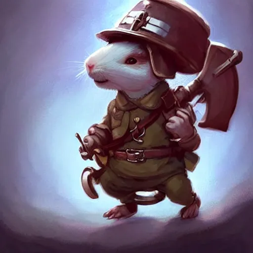 Image similar to cute little anthropomorphic Guinea Pig Field Medic, tiny, small, short, Modern Field medic with red cross, cute and adorable, pretty, beautiful, DnD character art portrait, matte fantasy painting, DeviantArt Artstation, by Jason Felix by Steve Argyle by Tyler Jacobson by Peter Mohrbacher, cinema