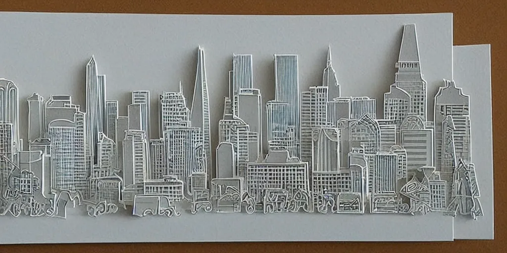 Image similar to papercraft scene paper cut out of san francisco