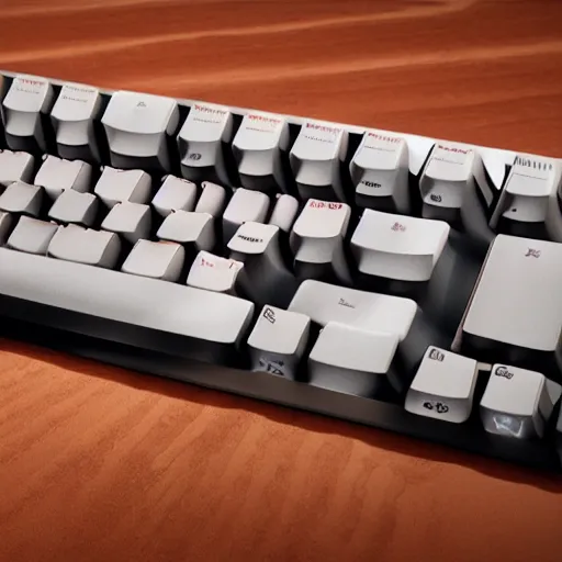 Prompt: A realistic photo of a keyboard made of meat, 8k