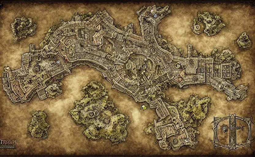 Image similar to Intricate dungeon map for d&d, digital paint, wizards of the coast