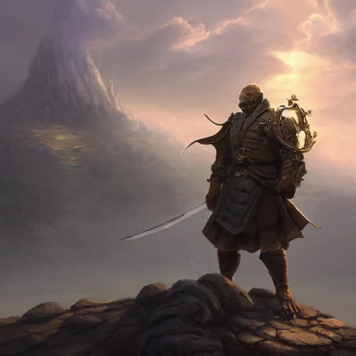 Image similar to a turtle hero raises his long sword high, dramatic light, arctic temple background, clouds, golden hour, high detail, fantasy background, painted by stanley lau, painted by greg rutkowski, painted by stanley artgerm, digital art, trending on artstation