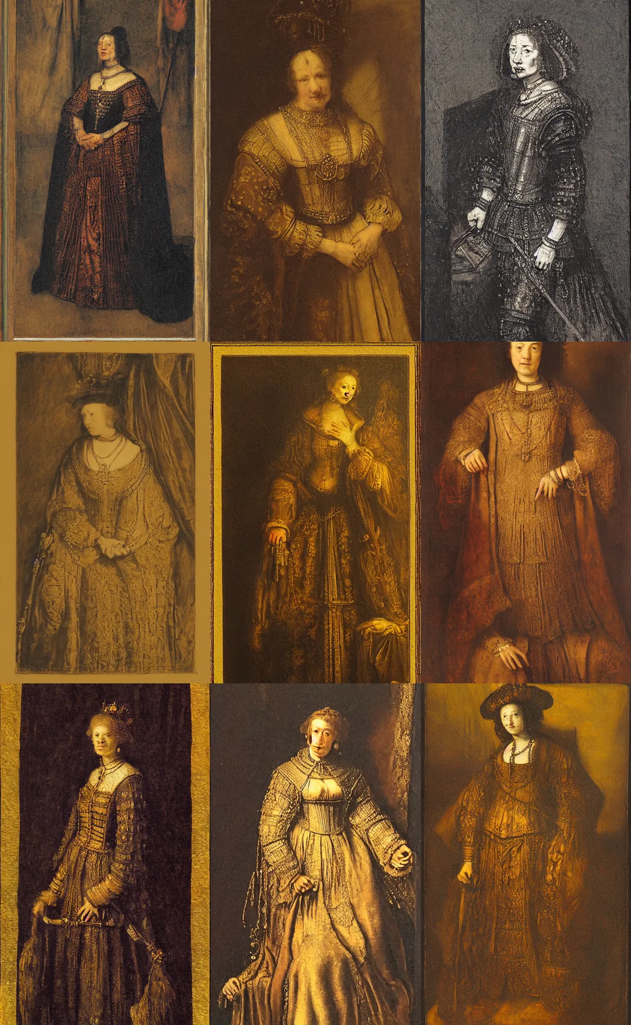 Prompt: tarot card the empress in the style of rembrandt, high quality