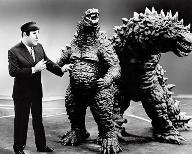 Image similar to Abbott and Costello meet Godzilla