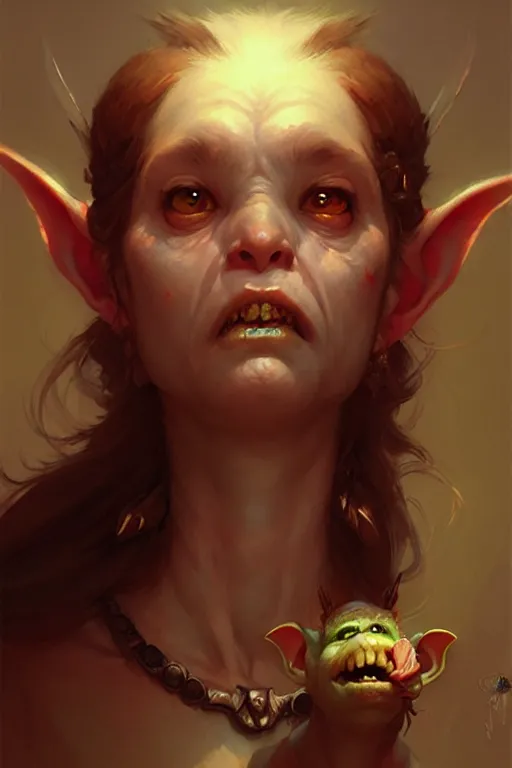 Image similar to goblin princess portrait, ugly cute face by bayard wu, anna podedworna, gaston bussiere, greg rutkowski