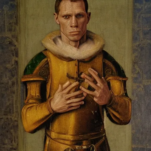 Image similar to A 15th century medieval renaissance oil painting of Jerma985, portrait of Jerma985, grainy, realistic, very realistic, hyperrealistic, highly detailed, very detailed, extremely detailed, very neat, very epic, very cool, detailed, trending on artstation