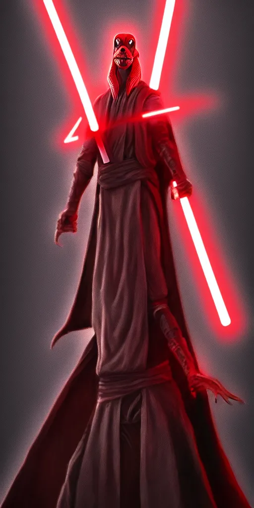 Image similar to jar jar binks as a sith lord, in the style of artstation, 4 k