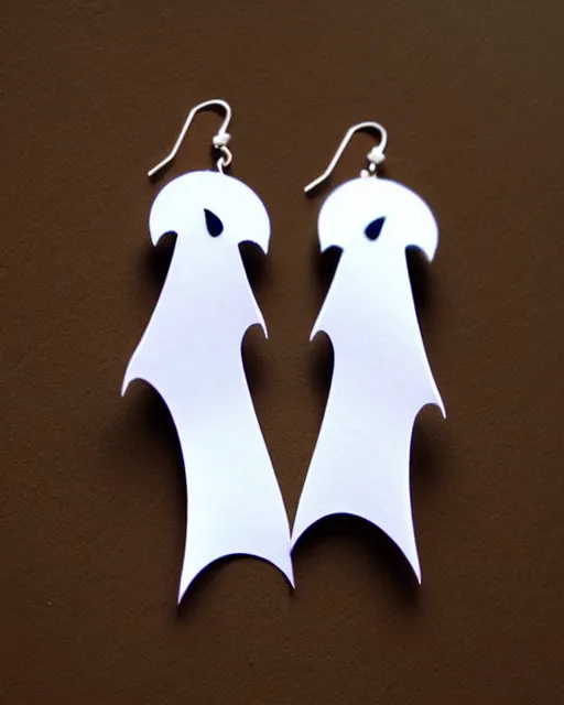 Image similar to cute funny ghost, 2 d lasercut earrings, retro minimalistic clean, concept art, trending on artstation, trending on deviantart