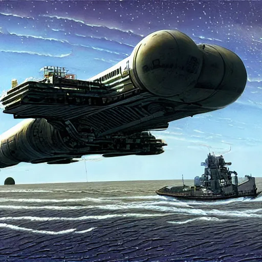 Image similar to scout spaceship with 100-ton hull used for exploration survey and courier duties, peter elson, chris foss