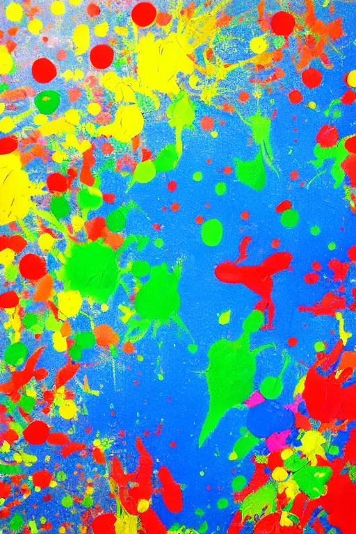 Image similar to table tennis art, paint splatters colorful