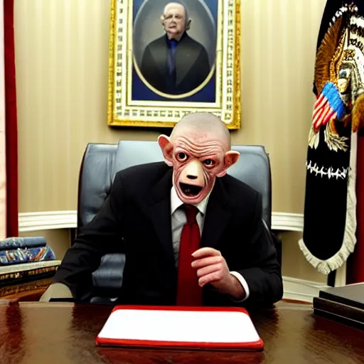 Image similar to president gollum giving a speech in the oval office