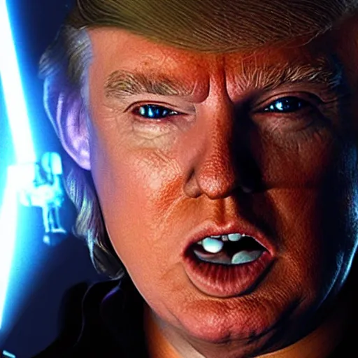 Image similar to Donald Trump as anakin skywalker in star wars episode 3, 8k resolution, full HD, cinematic lighting, award winning, anatomically correct