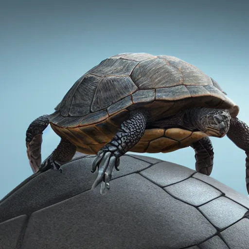 Image similar to mitch mcconnell sticking his head out of a turtle shell, octane render, unreal 5 engine