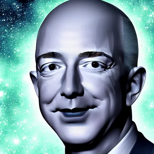 Image similar to Jeff Bezos as a cosmic horror with a cosmic background. Epic digital art