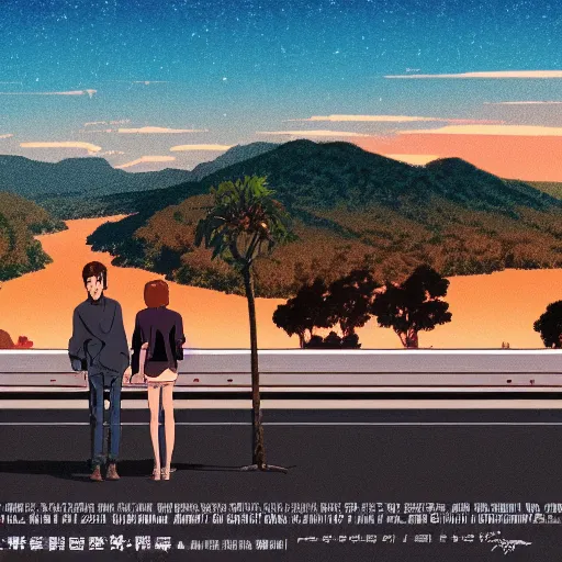 Image similar to film still of once upon a time in hollywood art by Dice Tsutsumi, Makoto Shinkai, Studio Ghibli,