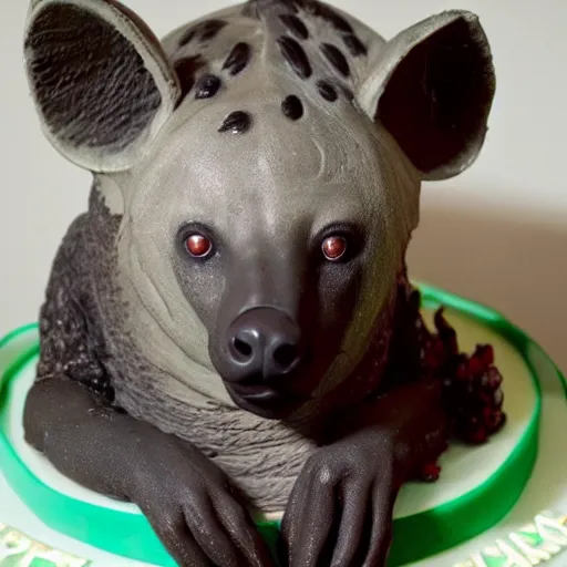 Image similar to a hyena on top of a birthday cake