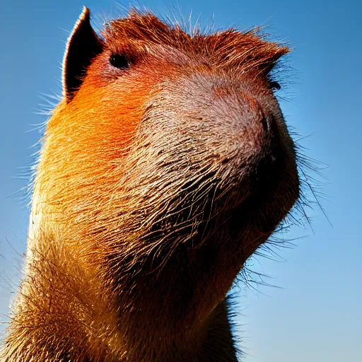 Image similar to capybara head, a man wearing a suit capybara head (smoking cigar)