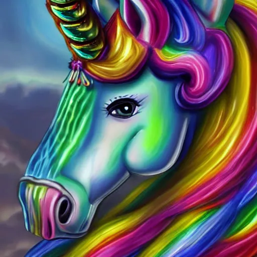 Prompt: highly detailed rainbow unicorn divinity, hd, photorealistic