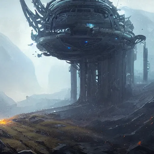 Prompt: mechanical king of quantum, elden ring, by greg rutkowski landscape