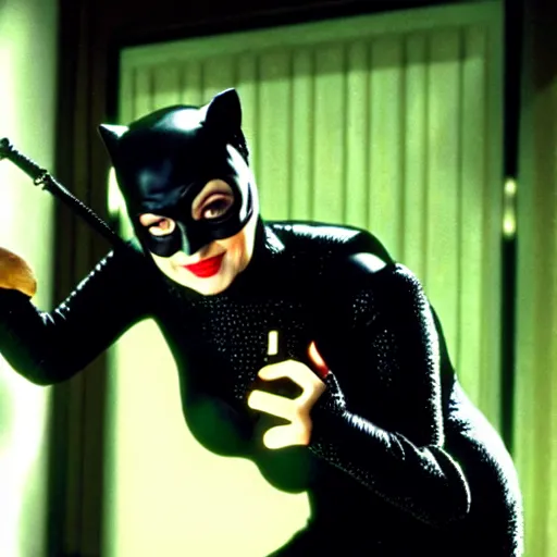 mr. bean as catwoman from the batman movie. movie | Stable Diffusion ...