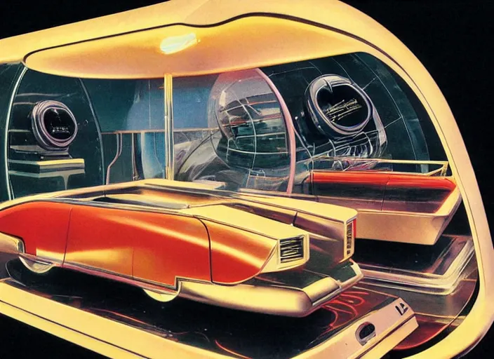 Image similar to diorama, futuristic concept car, 1950s,jukebox,8K, by syd mead