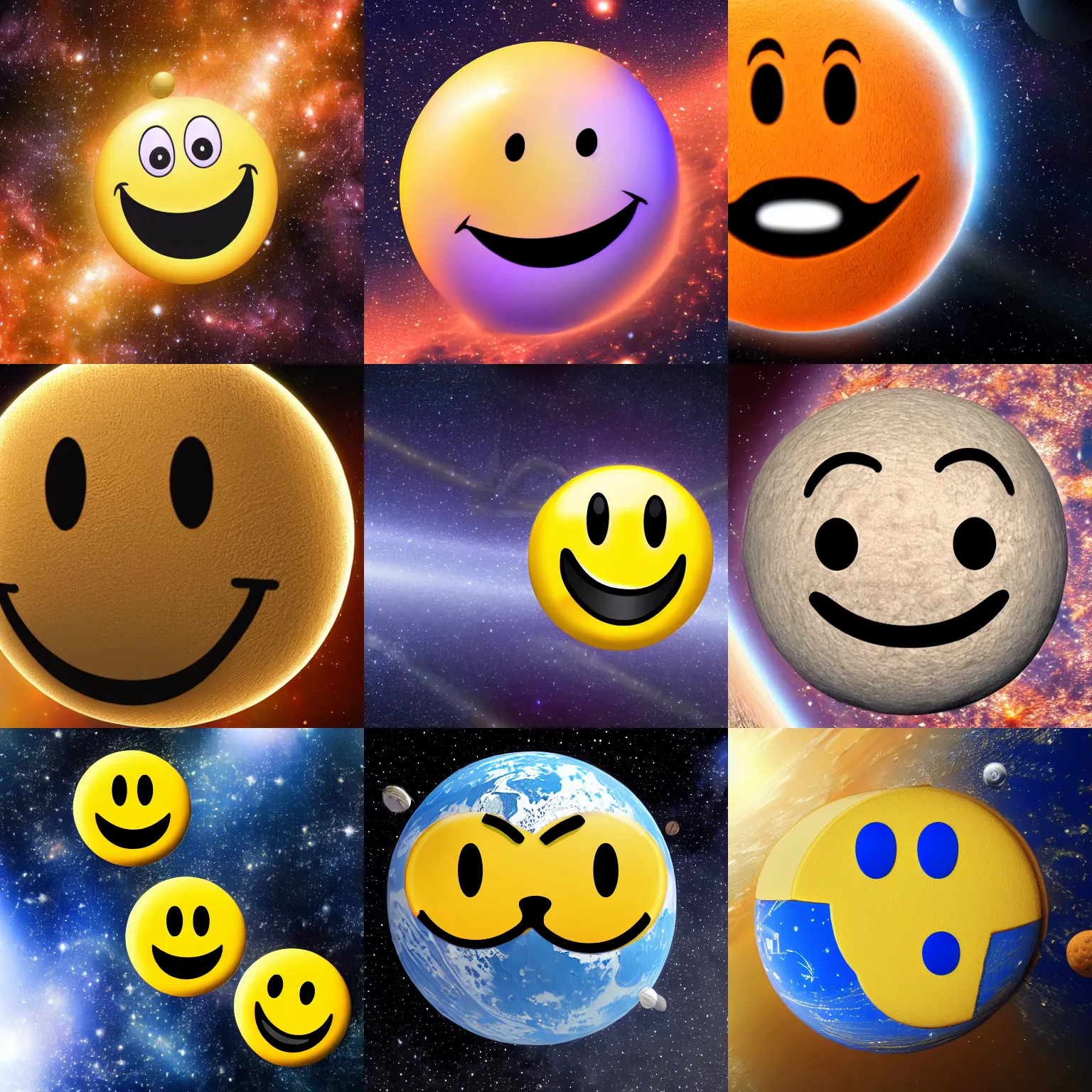 Prompt: smiley face emoji in space, ultra realistic, 8k,