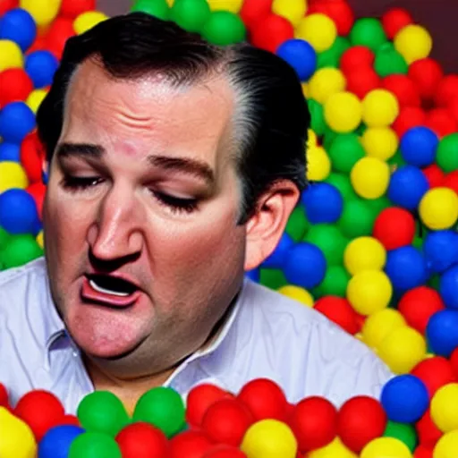 Image similar to Ted Cruz crying in a ball pit
