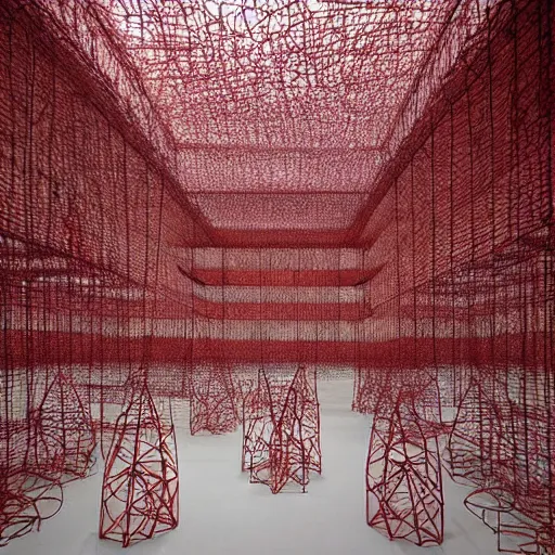 Image similar to fantastical structures by Chiharu Shiota