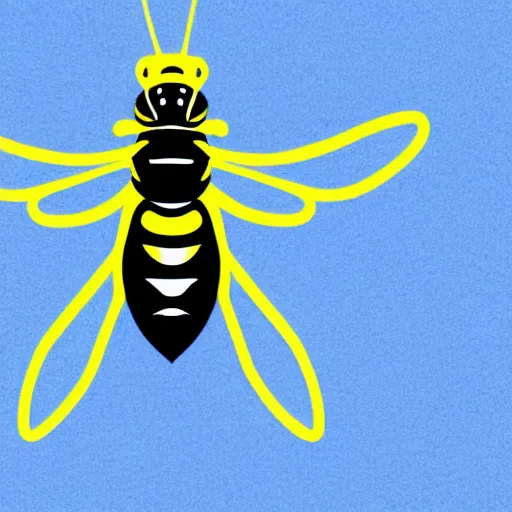 Prompt: man that resembles a wasp morh in surreal sketch style, blue and yellow gradient, noise, ultrafine detail, hd 8k, logo illustration