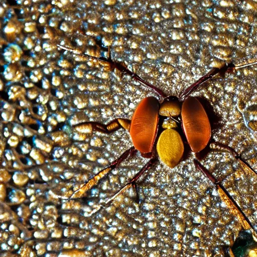 Prompt: centered insects made of clear water macro sharp focus