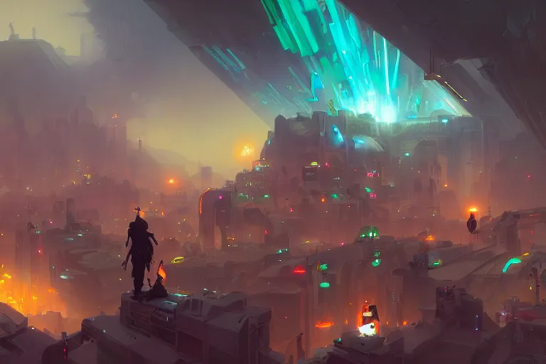 Image similar to crowded place, many people, gathering, people, cyberpunk, bionics, augments, lights, cables, colorful, vivid, imposing, epic, digital painting, artstation, concept art, by peter mohrbacher and wlop and rhads,