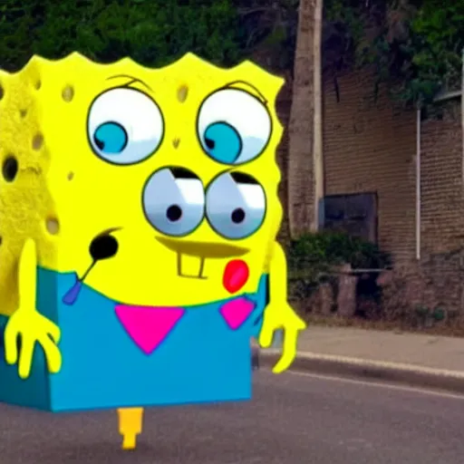 Image similar to real - life sponge bob in a pop music video