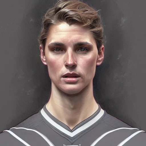 Prompt: portrait of former hockey player and coach Lou Vairo, fantasy, intricate, elegant, highly detailed, digital painting, artstation, concept art, smooth, sharp focus, luxury fashion illustration, art by artgerm and greg rutkowski and alphonse mucha, brightly lit cinematic soft lighting, photorealistic