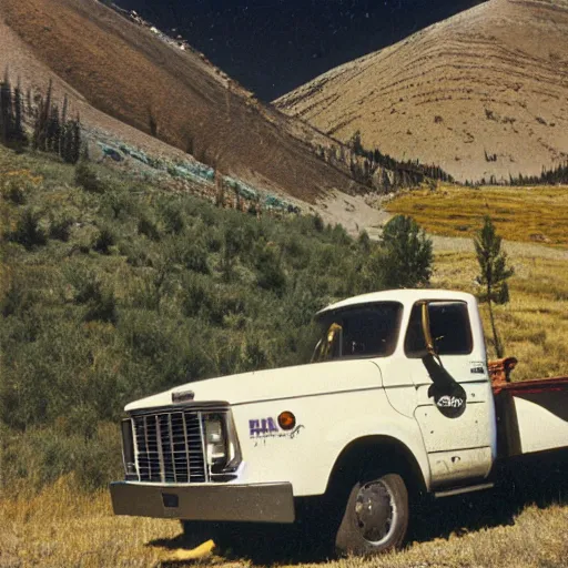 Prompt: photo, wyoming, truck, kodak ektachrome 1 2 0,