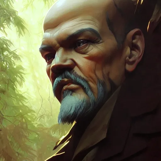 Prompt: photo of davy jones vladimir lenin face in the forest, highly detailed, digital painting, artstation, smooth, sharp focus, illustration, art by artgerm and greg rutkowski and alphonse mucha